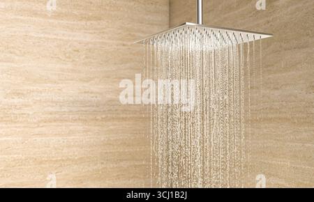 Eau de la pomme de douche moderne 3D. Banque D'Images