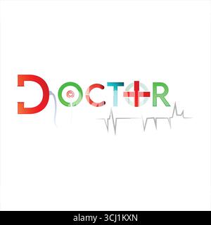 Doctor logo Design Template vecteur de texte médical Doctor Illustration de Vecteur
