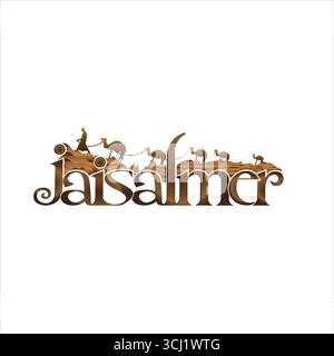 jaisalmer text png Rajasthan jaisalmer ville taxt Effect Rajasthan illustration et vecteur de typographie culturelle traditionnelle du désert Illustration de Vecteur