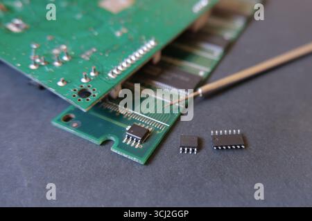 Technologie et matériaux des semi-conducteurs. Axé sur les circuits intégrés. Banque D'Images