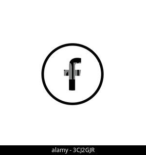 Logo Facebook noir minimal à contour rond Illustration de Vecteur