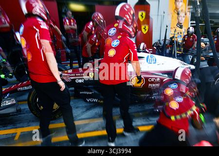 Piombino, Piombino, Italie. 4 septembre 2025. De l'équipe Scuderia Ferrari HP, Ferrari SF-25, en pratique session Pit Stop, pendant le Championnat du monde de formule 1 de la FIA Pirelli Gran Premio d'Italia 2025, 04 septembre, à Monza, Italie (crédit image : © Luca Barsali/ZUMA Press Wire) USAGE ÉDITORIAL SEULEMENT ! Non destiné à UN USAGE commercial ! Banque D'Images