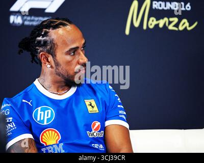 Piombino, Piombino, Italie. 4 septembre 2025. 44 Lewis Hamilton de l'équipe Scuderia Ferrari HP, Ferrari SF-25, Conférence de presse à Monza, pendant le Championnat du monde de formule 1 de la FIA Pirelli Gran Premio d'Italia 2025, 04 septembre, à Monza, Italie (crédit image : © Luca Barsali/ZUMA Press Wire) USAGE ÉDITORIAL SEULEMENT ! Non destiné à UN USAGE commercial ! Banque D'Images