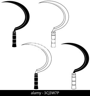 Outil de récolte de blé, faucille pour travaux agricoles Illustration de Vecteur