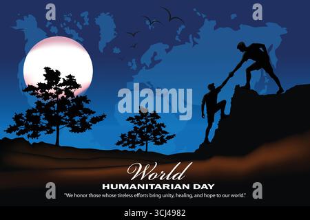 Illustration de l'aide et de l'unité de la Journée mondiale de l'aide humanitaire. Illustration de l'aide et de l'unité de la Journée mondiale de l'aide humanitaire. Illustration de Vecteur