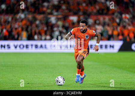 Rotterdam, pays-Bas. 04th Sep, 2025. Rotterdam - Memphis Depay des pays-Bas lors de la ronde européenne des qualifications Journée 5 2025/2026. Le match se déroule entre les pays-Bas et la Pologne au Stadion Feijenoord de Kuip le 4 septembre 2025 à Rotterdam, aux pays-Bas. Crédit : Box to Box Pictures/Alamy Live News Banque D'Images