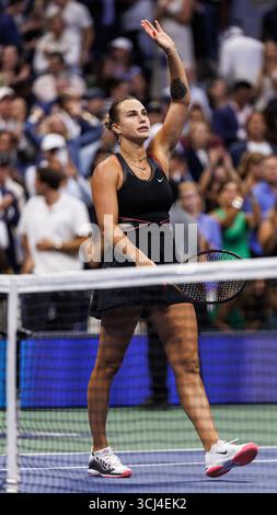 Queens, États-Unis. 04th Sep, 2025. Queens, New York. 04 septembre 2025 : Aryna Sabalenka lors de l'US Open 2025. Crédit : Corleve/Alamy Live News Banque D'Images