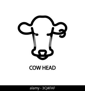 Icône de ligne de visage de vache. signe de style linéaire pour le concept mobile et la conception web. Icône vectorielle de contour de tête de vache cornée. Symbole, illustration du logo. Graphes vectoriels Illustration de Vecteur