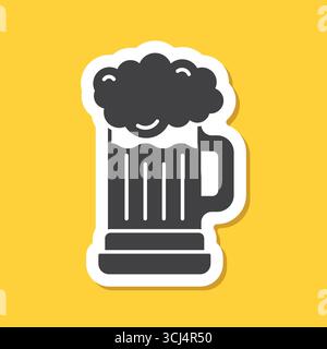 Icône d'autocollant de bière froide dans un style plat. Illustration vectorielle de boisson d'alcool sur fond isolé. Concept d'affaires de signe de verre d'alcool. Illustration de Vecteur