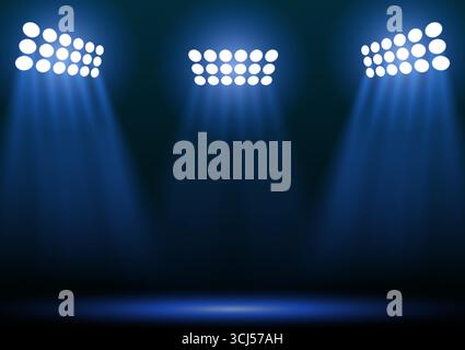 Stade de football ou stade de football la nuit avec Spotlight. Terrain de football ou stade de football. Illustration vectorielle. Illustration de Vecteur