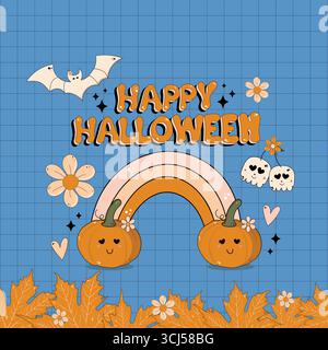 Joli motif de carte postale d'Halloween. Joyeux Halloween Illustration de Vecteur