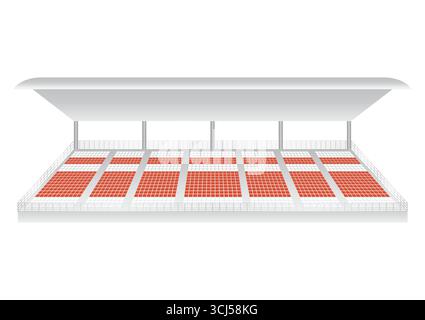 Grandstand Stadium. Sièges de stade. Illustration vectorielle isolée sur fond blanc. Illustration de Vecteur