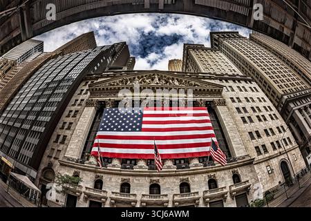 Framed Wall Street - le cœur de la finance américaine la Bourse de New York. Banque D'Images