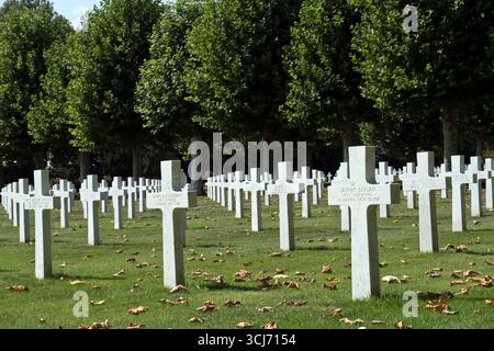 Le cimetière américain de l'Oise-Aisne, près de Fère-en-Tardenois, en France, contient des tombes de soldats américains morts pendant la première Guerre mondiale. Banque D'Images