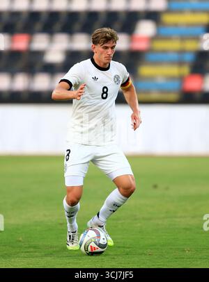 Elbasan, Albanie. 05th Sep, 2025. Football, U21 hommes : matches internationaux, Albanie - Allemagne : Aljoscha Kemlein contrôle le ballon. Crédit : Nderim Kaceli/dpa/Alamy Live News Banque D'Images