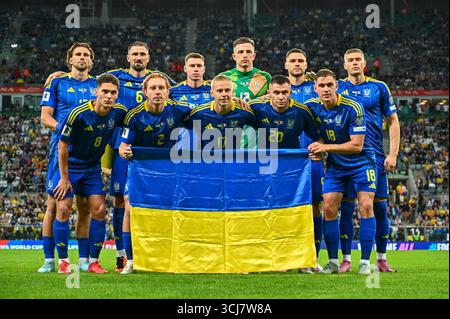 Wroclaw, Pologne. 05th Sep, 2025. Wroclaw, Pologne, 05 septembre 2025 : photo de l'équipe Ukraine lors du match entre l'Ukraine et la France dans les qualifications européennes pour la Coupe du monde 2026 à Wroclaw, Pologne, le 5 septembre 2025. (Yaroslav Dunka/SPP) crédit : SPP Sport Press photo. /Alamy Live News Banque D'Images