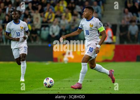Wroclaw, Pologne. 05th Sep, 2025. Kylian Mbappe, de France, lors du match de qualification du Groupe d de la Coupe du monde de la FIFA 2026 opposant l'Ukraine et la France à la Tarczynski Arena à Wroclaw, Pologne, le 5 septembre 2025 (photo Andrew SURMA/ crédit : Sipa USA/Alamy Live News Banque D'Images