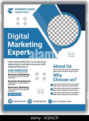 Moderne Corporate social Media Flyer Design Business Marketing et image de marque en bleu et noir Illustration de Vecteur