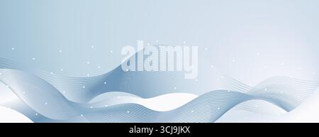 Arrière-plan abstrait serein avec des ondes lisses et dégradées dans des tons bleus avec des reflets étincelants subtils Illustration de Vecteur