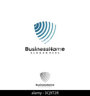 Conception de logo de ligne abstraite de radar de bouclier et de scanner de sonar. Illustration vectorielle Illustration de Vecteur