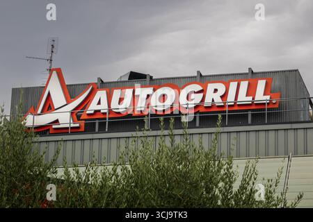 Panneau Autogrill sur une aire de repos d'autoroute près de Bologne, Italie 13-07-2025 Banque D'Images