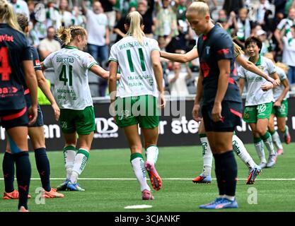 Stockholm, Suède. 06 septembre 2025. STOCKHOLM, SUÈDE 20250906Julie Blakstad de Hammarby célèbre le but de 2-0 lors du match de football suédois féminin de samedi entre Hammarby IF et Malmö FF à la 3Arena. Photo : Henrik Montgomery/TT/Code 10060 crédit : TT News Agency/Alamy Live News Banque D'Images