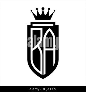 BA Vector logo initiales bouclier avec couronne royale minimaliste, style élégant avec contour de bouclier intérieur Illustration de Vecteur
