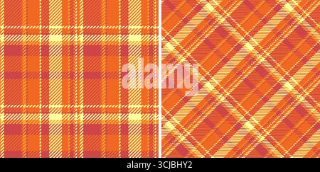 Motifs écossais chaleureux et invitants dans des tons orange. Sans couture et polyvalent, idéal pour les textiles, les arrière-plans et les dessins automnaux. Deux variations pour creati Illustration de Vecteur