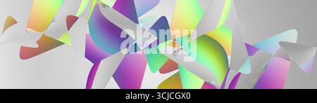 Cette image abstraite présente un design géométrique avec des couleurs dégradées vibrantes, y compris le rose, le vert, le violet et le bleu, créer un b dynamique et moderne Banque D'Images