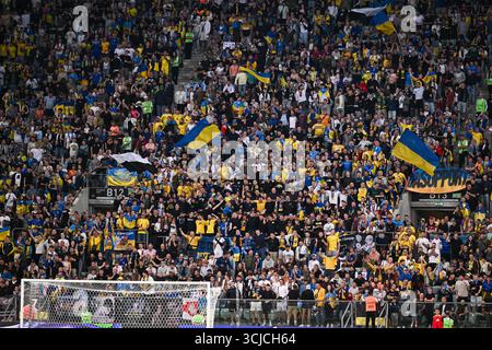 Wroclaw, Pologne. 05th Sep, 2025. Wroclaw, Pologne, 05 septembre 2025 : fans Ukraine pendant le match entre l'Ukraine et la France dans les qualifications européennes pour la Coupe du monde 2026 à Wroclaw, Pologne, le 5 septembre 2025. (Yaroslav Dunka/SPP) crédit : SPP Sport Press photo. /Alamy Live News Banque D'Images