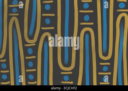 Cette illustration présente un jeu dynamique de couleurs bleues et jaunes, avec des motifs géométriques abstraits et un rythme optique. Parfait pour moder Banque D'Images