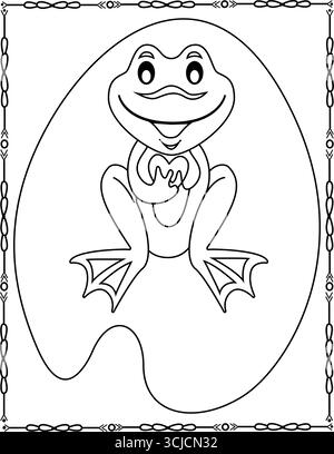 Cute Frog Coloring pages Fun Cartoon animal contours pour les enfants et les adultes Illustration de Vecteur