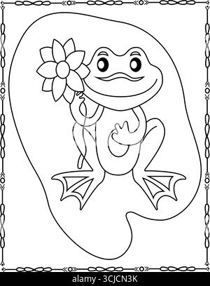 Cute Frog Coloring pages Fun Cartoon animal contours pour les enfants et les adultes Illustration de Vecteur