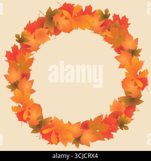 Feuilles d'automne en forme de cercle ou de couronne Illustration de Vecteur