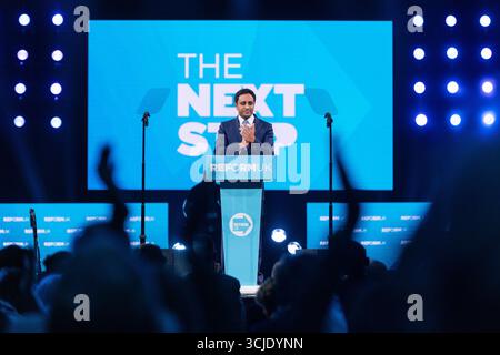 Birmingham, Royaume-Uni. 05 SEPTEMBRE 2025. Zia Yusuf, membre senior de Reform UK et chef de 'UK DOGE', le premier jour de la conférence du Parti réformiste, organisée au NEC de Birmingham pour son édition 2025. Crédit Milo Chandler/Alamy Live News Banque D'Images