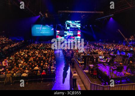 Birmingham, Royaume-Uni. 05 SEPTEMBRE 2025. Regardez le public le premier jour de la Conférence du Parti réformiste, organisée au NEC à Birmingham pour son édition 2025. Crédit Milo Chandler/Alamy Live News Banque D'Images