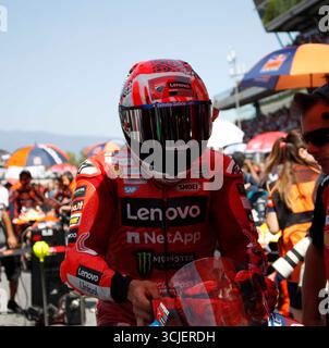 Sabadell, Barcelone, Espagne. 6 septembre 2025. Montmelo Espagne 06 septembre 2025 Marc Marquez (93 ESP Ducati) regarde lors de la course de sprint au Grand Prix MotoGP de Catalogne 2025 à Montmelo Espagne le 06 septembre 2025 (crédit image : © Xavi Urgeles/ZUMA Press Wire) USAGE ÉDITORIAL SEULEMENT ! Non destiné à UN USAGE commercial ! Crédit : ZUMA Press, Inc/Alamy Live News Banque D'Images
