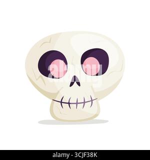 Crâne mignon avec des yeux roses Illustration de Vecteur