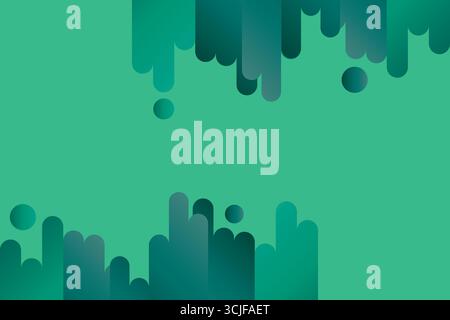 Un fond abstrait épuré et moderne avec une palette de couleurs vert sarcelle. Les formes verticales arrondies et les cercles de dégradé sont placés stratégiquement Illustration de Vecteur