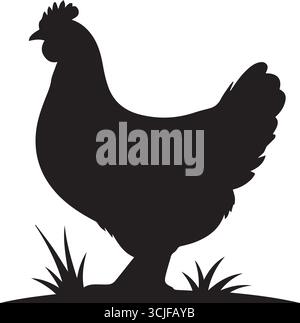 Illustration de silhouette de poulet noir – vecteur d'animal de ferme simple isolé Illustration de Vecteur