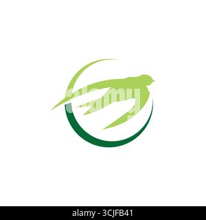 Ce logo moderne SWIFT Bird représente la liberté, la vitesse et l'harmonie avec la nature. Avec des lignes épurées et une palette verte vibrante Illustration de Vecteur
