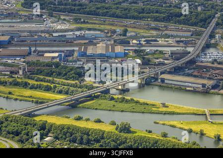 Vue aérienne, Duisburg-Nord, Duisport Port de Duisburg, Berlin Pont de l'autoroute A59, Ruhrort, Duisburg, région de la Ruhr, Rhénanie du Nord-Westphalie, allemand Banque D'Images