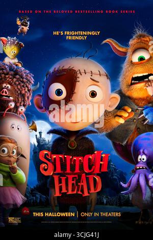Stitch Head (2025) réalisé par Steve Hudson et Toby Genkel avec Alison Steadman, Asa Butterfield et Joel Fry. Suit Stitch Head, une petite créature réveillée par un professeur fou dans un château pour protéger les autres créations du professeur des citadins suspects des arracheurs de nubbin. Affiche avancée AMÉRICAINE UNIQUEMENT POUR USAGE ÉDITORIAL. Crédit : BFA / Briarcliff Entertainment Banque D'Images