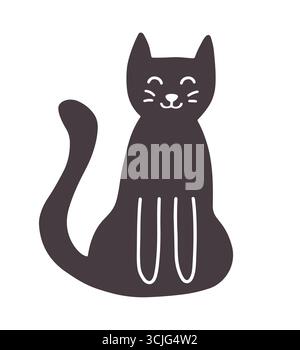 Halloween Black Cat dessin animé mignon Illustration de Vecteur