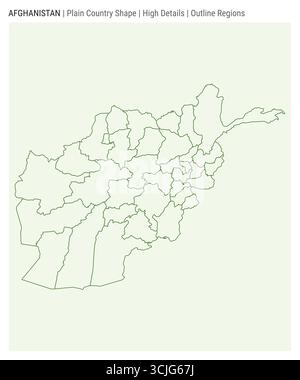 Carte du pays de plaine de l'Afghanistan. Détails élevés. Style des régions de contour. Forme de l'Afghanistan. Illustration vectorielle. Illustration de Vecteur