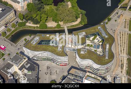 Vue aérienne, centre commercial Koe-Bogen, chantier avec grue de chantier, Schadowstrasse, centre-ville, Duesseldorf, Rhénanie, Rhénanie-du-Nord-Westphalie Banque D'Images