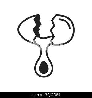 Une simple icône de glyphe noir d'un œuf cassé avec le jaune et le blanc qui s'égouttent. Cette icône est parfaite pour représenter les ingrédients de cuisson, la cuisson, ou Illustration de Vecteur