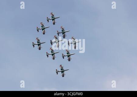 Monza, Italie. 07 septembre 2025. Frecce Tricolori est vu avant le départ du Grand Prix de formule 1 à Monza le 07 septembre 2025 à Milan, en Italie. Crédit : Mairo Cinquetti/Alamy Live News Banque D'Images