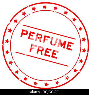 Grunge rouge parfum libre mot rond timbre de sceau sur fond blanc Illustration de Vecteur