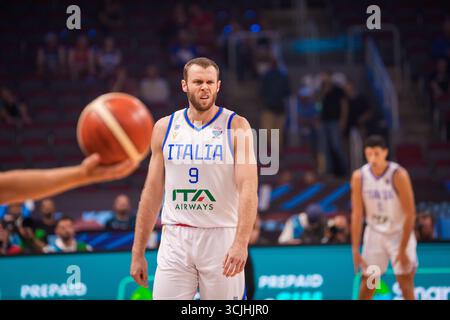 RIGA, Lettonie. 7 septembre 2025. Nicolo Melli, lors du match de basket-ball FIBA EUROBASKET 2025 entre l'équipe nationale masculine de Slovénie et l'équipe nationale masculine d'Italie. Crédit : Gints Ivuskans/Alamy Live News Banque D'Images